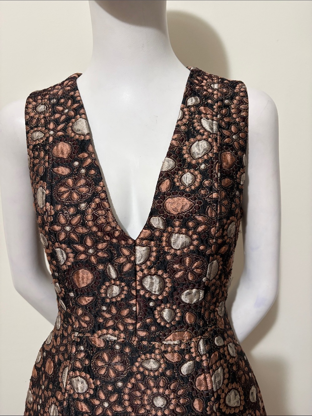 Alice + Olivia Pacey Embellished Lantern Dress Black Metallic Size 4 - Picture 5 of 14